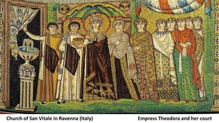 Church of San Vitale in Ravenna (Italy) Empress Theodora and her court