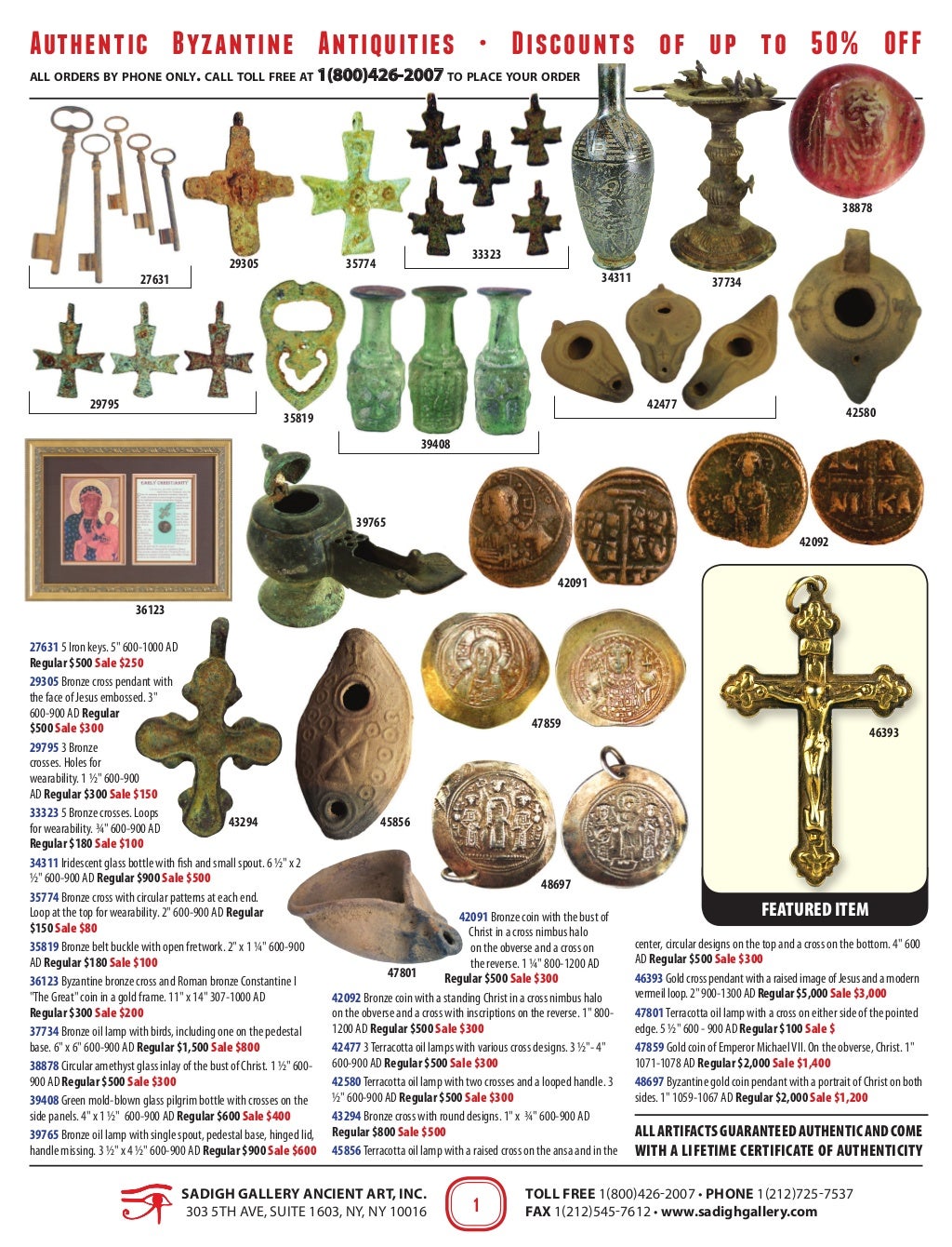 Sadigh Gallery Byzantine Artifacts Sale