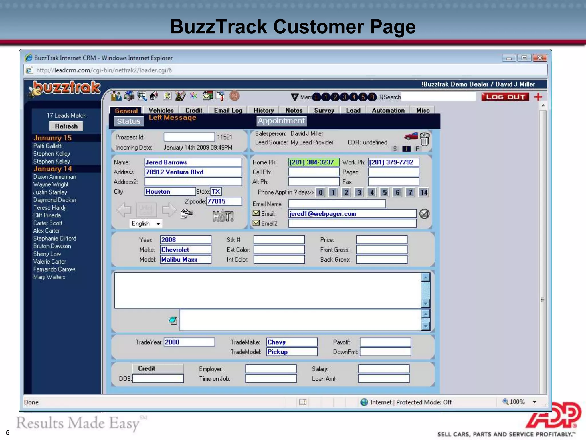 5
BuzzTrack Customer Page
 