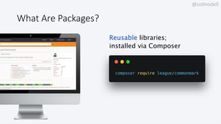 @colinodell
What Are Packages?
Reusable libraries;
installed via Composer
 