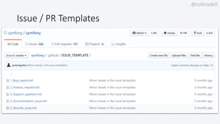 @colinodell
Issue / PR Templates
 