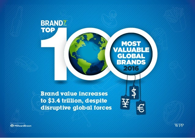Brand value increases
to $3.4 trillion, despite
disruptive global forces
 