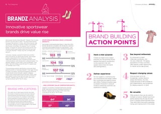 Innovative sportswear
brands drive value rise
Consumer and Retail / APPAREL
ANALYSIS
BRAND IMPLICATIONS
The value rise of sportswear brands illustrates
the impact of basing a brand around a relevant
brand purpose and expressing it with product
and communications to produce a memorable
brand experience. Brands need to do more of
the same. But it will become harder. Consumer
purchasing priorities and shopping habits
are changing. Going forward, brands need to
concentrate on how to make people’s lives better
in different and necessary ways.
5 The Categories
BrandZ™ Top 100 Most Valuable Global Brands 2017
Sportswear brands drove BrandZ™ Apparel Top 10 value
growth over the past 12 years. The sportswear brands
increased 162 percent in value, while other brands rose
135 percent, netting an overall increase of 154 percent.
Sportswear brand Nike, the Apparel Top 10 ranking
leader, increased 217 percent during that period. And
Adidas, another sportswear brand, and the top riser
in the 2017 BrandZ™ Global Top 100, increased 259
percent.
Consumer interest in personal health and comfort
drove the growth of sportswear brands. Sportswear
brands responded to this interest by creating
Meaningful Difference with innovative products and
communications, both online and in physical stores. The
apparel category scores 108 on the ﬁve BrandZ™ Vital
Signs. Nike and Adidas score 124 and 117, respectively.
An average score is 100.
The sportswear brands signiﬁcantly outscored other
apparel brands on three key BrandZ™ Vital Signs: Brand
Purpose, Innovation, and Brand Experience. Because
of sportswear brand strength, apparel category
brand value shifted signiﬁcantly between 2006, when
sportswear brands comprised just over one-third of
BrandZ™ Apparel Top 10 value, to 2017, when they
comprise almost half of Top 10 value.
BRAND BUILDING
ACTION POINTS
1
2
3
4
5
Have a clear purpose
It does not need to be a higher
purpose, but the purpose should
express the brand’s contribution
to the customer’s life, and
explain what drives the brand
and distinguishes it.
Deliver experience
Do not neglect e-commerce and
the convenience and range it offers.
But coordinate and balance online
and offline, ﬁnding innovative ways
to present the brand in physical
locations where the customer can
experience it directly.
See beyond millennials
It is important to reach
millennials worldwide—but
not only millennials. The aging
populations of many countries
offer brands a major opportunity
to market across age groups.
Respect changing values
One size does not ﬁt all.
Increasingly, women dress to
please themselves, not men,
usually because of self-conﬁdence
and independence, and sometimes
for religious reasons—or both.
Be versatile
Offer products that can be used for
multiple occasions. People have more
events packed into the day and less
time to change clothes between them.
They want items that justify spending
money and making room in the closet.
1.
SPORTSWEAR BRANDS DRIVE CATEGORY
GROWTH…
Sportswear brands appreciated faster in value than other
brands: 162 percent compared with 135 percent. And they
outscored other apparel brands on three BrandZ™ Vital
Signs: Brand Purpose, Innovation, and Brand Experience.
…AND CATEGORY VALUE COMPOSITION SHIFTS
Category composition changed signiﬁcantly between
2006, when sports brands comprised 36 percent of
BrandZ™ Apparel Top 10 value, to 2017, when they
comprise almost half of Top 10 value.
BRAND
PURPOSE
95 125
103 111
INNOVATION
95 125
104 113
BRAND
EXPERIENCE
95 125
107 114
Sportswear Brands
Other Brands
Sportswear Brands
+162%
Other Brands
+135%
12-year value change
Source: BrandZ™ / Kantar Millward Brown
Other Brands
64%
Other Brands
51%
Sportswear Brands
36%
Sportswear Brands
49%
2006
2017
PROPORTION OF VALUE
Source: BrandZ™ / Kantar Millward Brown
APPAREL CATEGORY PERFORMANCE
159158
 