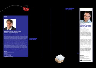 Consumer and Retail / RETAIL5 The Categories
BrandZ™ Top 100 Most Valuable Global Brands 2017
INSIGHT
Amazon, Alibaba invest in new
ways to engage shoppers
Retail has always been a capital-intensive business, dependent on real
estate investment, and slow to change. What we’re seeing with Alibaba
and Amazon is that those rules no longer apply. These brands have the
momentum and are able to spend their capital on new ways to engage
shoppers rather than on building stores. Agile partnerships are what’s
important today. For Amazon, third-party marketplace transactions
have grown rapidly and now represent more than Fulﬁlled-by-Amazon
transactions (FBA). Amazon remains at its heart a technology
company. Its people don’t receive training for physical retail skills
such as shelf management or selling from the pallet. What they want
to know is the algorithm that makes shopper personalization and
product ﬁltering result in a sale. You could debate this idea, but once
Amazon develops the software for Amazon Go, the self-check-out
physical locations it’s planning to open, Amazon can sell this software
and hardware to physical-world retail partners. That approach is likely
to be faster and more proﬁtable than building its own stores all over
the world. Amazon is focused on getting into your home. Alibaba is
focused on helping small businesses access the world.
Ray Gaul
Vice President, Research and Analysis
Kantar Retail
Ray.Gaul@kantarretail.com
INSIGHT
Redeﬁning
customer service is
key for retail brand
expression
A great tension is surfacing
for retailers. Brands cannot
be invisible, but the consumer
wants a seamless and efficient
interaction, which doesn’t leave a
lot of space for the brand. Some
of the best retail experiences are
when the retail brand is as thin a
part of the interaction as possible.
Part of the reason we’ve seen
great strides online is that it’s
removed some of the distractions
of the shopping process. I see a lot
of retailers looking to improve the
service component. The product
could eventually be the catalyst
that gets the customer to service.
In consumer electronics, for
example, movement toward the
Internet of Things has resulted in
smart products that don’t always
talk to each other because they
are made by different suppliers.
The retailer could become the
consultant that crosses these
walled gardens and helps the
consumer make all the smart
gadgets talk to each other.
EJ McNulty
Executive Creative Director
Wunderman
EJ.Mcnulty@wunderman.com
In addition, Walmart is developing
drive-through locations. This
convenience phenomenon, well-
developed in Europe, particularly in
France, enables shoppers to purchase
without entering a physical store. They
buy online and pick up their orders at
a drive-through location, often along
their work commute.
Amazon initiatives like Amazon Prime
Pantry and Amazon Prime Now also
aimed to make shopping faster and
more convenient with easy online
ordering and rapid delivery. Amazon
Dash replenished certain household
commodities automatically. Amazon
also added beneﬁts for members of
Amazon Prime, to strengthen loyalty
and keep customers satisﬁed within
an ecosystem ﬁlled with products and
services delivered seamlessly.
One of the new beneﬁts, Prime
Reading, provided free access to a
changing selection of 1,000 e-books
and magazine articles. As the bundle
of Prime beneﬁts enlarges, it seems
more valuable, and the value of each
component becomes more difficult
to compute. Almost one-third of
American households were Prime
members as of December 2015,
according to Kantar Retail.
Alibaba sustains loyalty with a
comprehensive ecosystem that moves
customers through various shopping
sites to transactions on Alipay. The
Ali Express site provides access to
products from China. It enables owners
of certain businesses to source directly,
lower costs, and increase proﬁt.
Alibaba is the leading automotive seller
in Russia, according to Kantar Retail,
and it is investigating the establishment
of a logistics center in Sophia, Bulgaria,
and a distribution center in Zagar,
Croatia.
Meanwhile, having primarily focused
on maximizing the productivity of over
11,000 physical locations in 28 countries,
Walmart shifted attention to the virtual
world, acquiring Jet.com, a strong
e-commerce challenger to Amazon in
certain categories. The purchase builds
on Walmart’s existing e-commerce
business, estimated at around $12 billion
in annual sales, according to Kantar
Retail.
Because Jet.com shoppers are
younger and more urban than the
average Walmart shopper, the
acquisition potentially broadens
Walmart’s reach, according to Kantar
Retail. Walmart also acquired several
small e-commerce niche apparel
retailers with urban appeal, and
planned to integrate e-commerce
more closely into its operation.
Walmart rose slightly in brand value
after a steep decline a year ago.
New initiatives
build loyalty
Walmart also has a partnership with
JD.com, China’s second-largest
e-commerce brand and No. 10 on
the BrandZ™ Retail Top 20. JD.com
owns its own logistics network
and invests signiﬁcantly in related
technology, including drones. These
acquisitions combine the mentalities
and capabilities of technology start-
ups with those of a traditional big-box
retailer. The acquisition of Jet.com
also brings a level of “gamiﬁcation”
of retail that should help Walmart
appeal to younger shoppers. Jet.com
notiﬁes shoppers of the savings they
are accruing and the potential savings
that could be earned with additional
purchases.
Mass merchants
and grocery
E-commerce and changing shopping
habits affected brands across retail.
The German-based food deep
discounters, ALDI and Lidl, felt pressure
in their home market from rival Rewe,
which offered a payback card that
enabled members to spend loyalty
points ﬂexibly at other retailers or
entertainment centers.
In an unprecedented step, the
ALDI brand, which operates as two
autonomous companies, ALDI North
and ALDI South, conducted joint
marketing. Lidl planned to enter the US,
with 20 to 30 stores expected to open
this summer in the east coast states of
Virginia and the Carolinas.
Meanwhile, Costco, a membership
warehouse with around 600 of its
approximately 720 stores in North
America, planned to open in its
ﬁrst store in France. The chain also
expected to add more private label,
expand its focus on organic food,
and open more business centers.
Regulations had slowed expansion in
Europe, but the chain continued to do
well in Asia, according to Kantar Retail.
The chain raised its membership fee to
boost proﬁts.
To stimulate its lagging like-for-like
store sales growth, Target implemented
a store remodeling program. The
new store format provides two main
entrances that correspond to the
purpose of the shopping trip. One
entrance is for a more extensive
experience that the chain calls
inspirational browsing. The other
entrance accommodates convenience
trips, including grocery shopping and
order pick-up. The chain also added
more own-label items to differentiate
and build margins.
185184
 