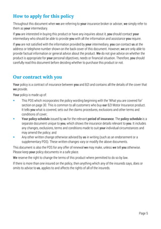 Blue Zebra Insurance Motor PDS | PDF