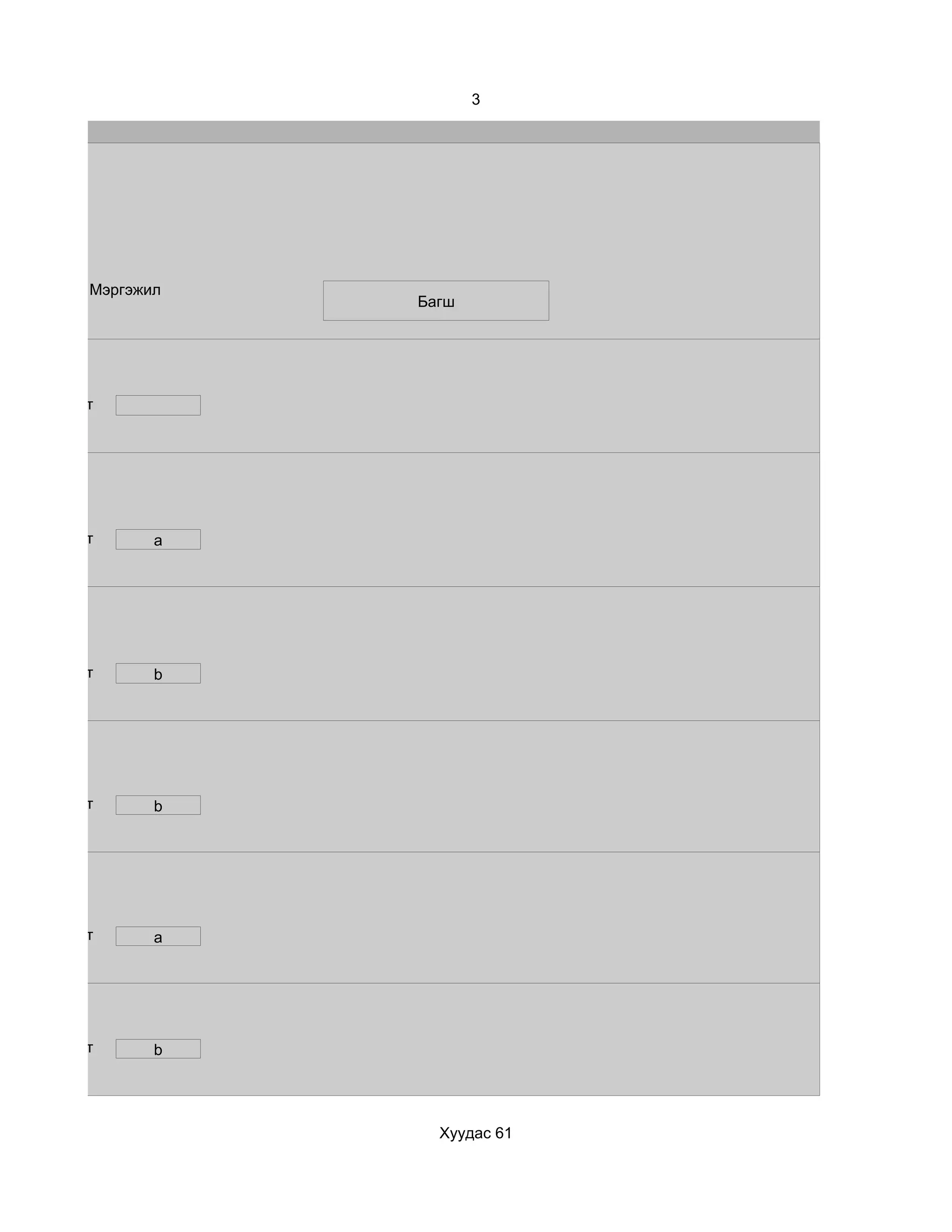 3




      Мэргэжил
                 Багш




Хариулт




Хариулт      a




Хариулт      b




Хариулт      b




Хариулт      a




Хариулт      b




                   Хуудас 61
 