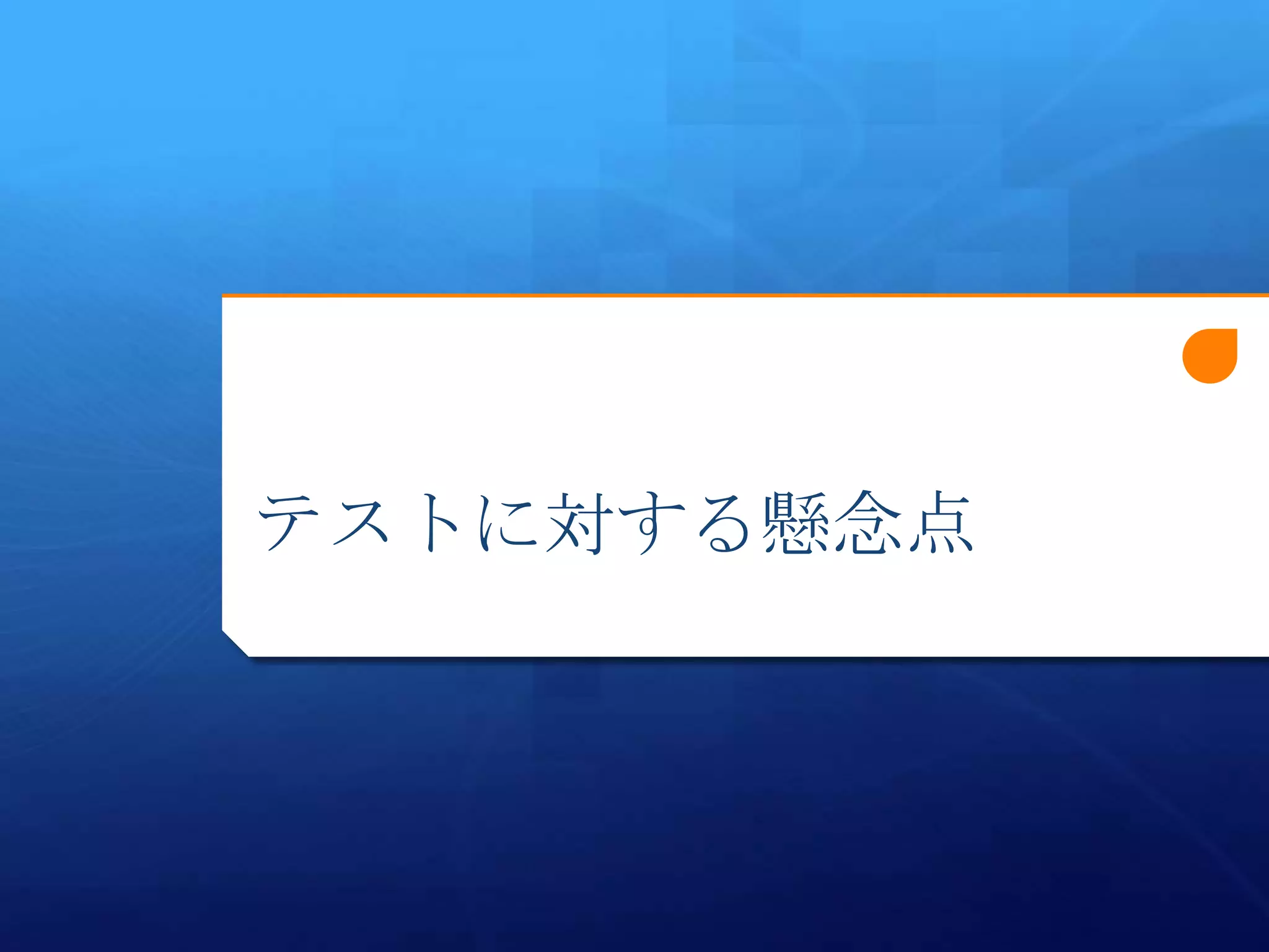 テストに対する懸念点
 