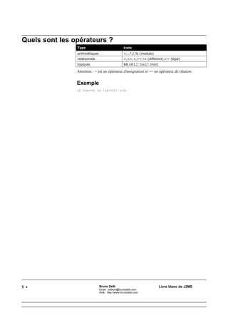 Bruno Delb                  http://www.brunodelb.com         Date : 25/03/2001

                                 Le langage C
    somme=somme+i;
    i=i+1;
    }



Qu’est-ce qu’un préprocesseur ?

    Le pré-processeur est le langage du compilateur.
    Son rôle est multiple :
             •   compilations conditionnelles
             •   détermination des fichiers à compiler
             •   définition de constantes
             •   définition de macros


Qu’est-ce qu’une fonction ?

    Les fonctions peuvent ête utilisées de façon :
             •   procédurale (exemple : fonction (arguments);),
             •   fonctionnelle : (exemple : val=fonction(args);).
    Les fonctions peuvent être récursives et peut transmettre les arguments par
    valeurs.


Qu’est-ce qu’un pointeur ?

    Un pointeur est l'adresse d'une variable.
    Ses fonctions sont :
             •   accès direct de la mémoire
             •   allocation dynamique de la mémoire
             •   transmission d'arguments par variables




                                            7
 