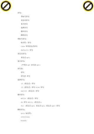 H                                                                                 H
          F-XC A N GE                                                                       F-XC A N GE
    PD                                                                                PD




                          !




                                                                                                            !
                       W




                                                                                                         W
                      O




                                                                                                        O
                     N




                                                                                                       N
                   y




                                                                                                     y
                bu




                                                                                                  bu
           to




                                                                                             to
          k




                                                                                            k
     lic




                                                                                       lic
    C




                                                                                      C
w




                                                                                  w
                               m




                                                                                                                 m
    w                                                                                 w
w




                                                                                  w
                              o




                                                                                                                o
        .d o                  .c                                                          .d o                  .c
               c u-tr a c k                                                                      c u-tr a c k




                                           :

                                   case

                                   dafault:



                                           opt;



                                   {           opt           opt}




                                   if (          )

                                   if (          )           else

                                   switch (              )



                                   while (               )

                                   do          while (          );

                                   for (             opt;           opt;   opt)



                                   goto              ;

                                   continue;

                                   break;
 