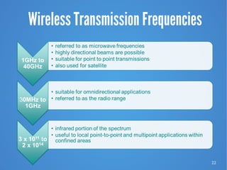 22
Wireless Transmission Frequencies
 