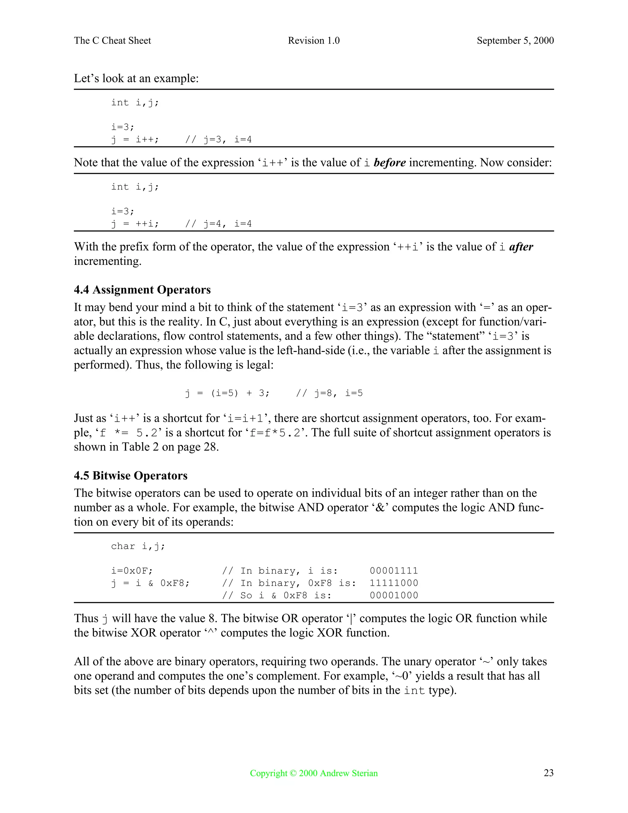 C cheat sheet | PDF