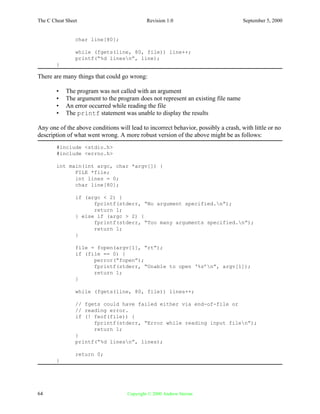 C cheat sheet | PDF