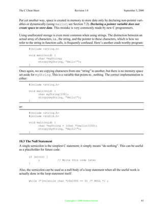 C cheat sheet | PDF