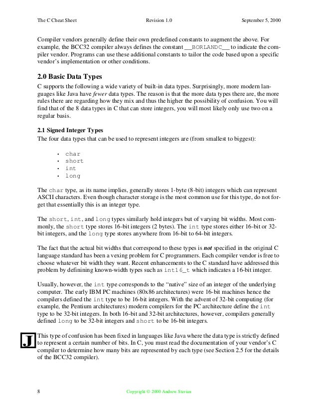 c cheat sheet c programming cheat sheet