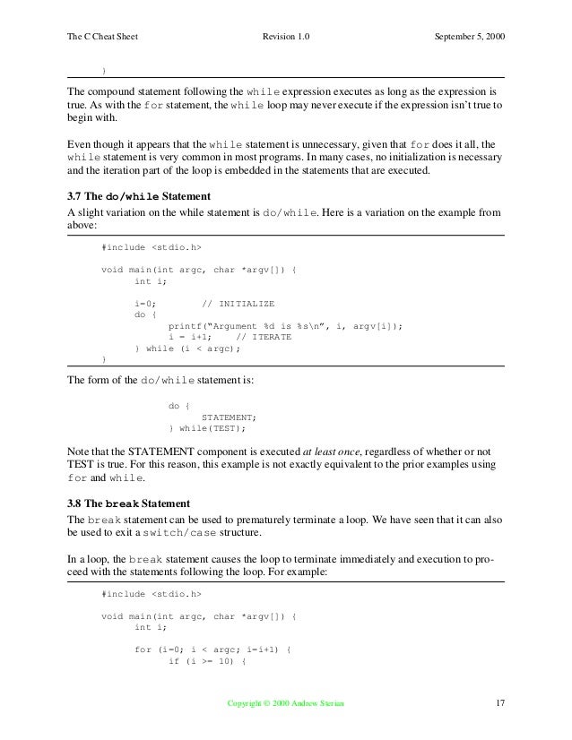 C cheat sheet