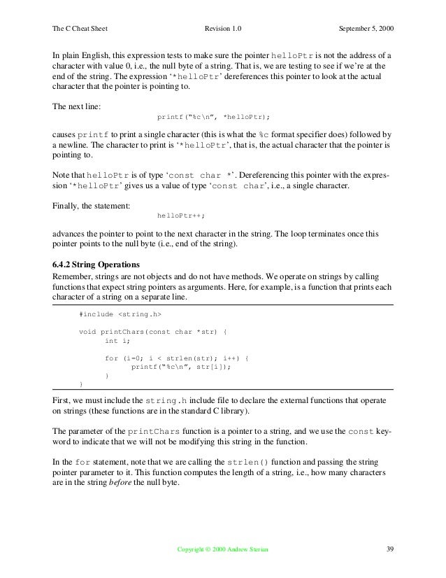 c programming pointers cheat sheet