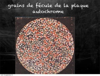 grains de fécule de la plaque
autochrome

lundi 16 septembre 13

 