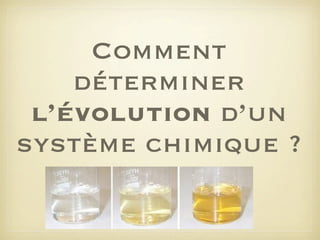 Comment
déterminer
l’évolution d’un
système chimique ?

 