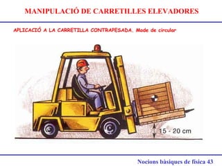 MANIPULACIÓ DE CARRETILLES ELEVADORES
APLICACIÓ A LA CARRETILLA CONTRAPESADA. Mode de circular
O
Nocions bàsiques de física 43
 