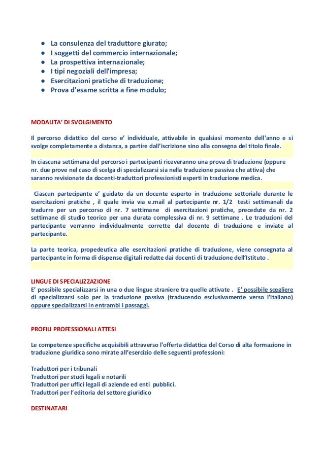 Corso di alta formazione in traduzione giuridico-commerciale - S.S.… Corso di alta formazione in traduzione giuridico-commerciale - S.S.…
