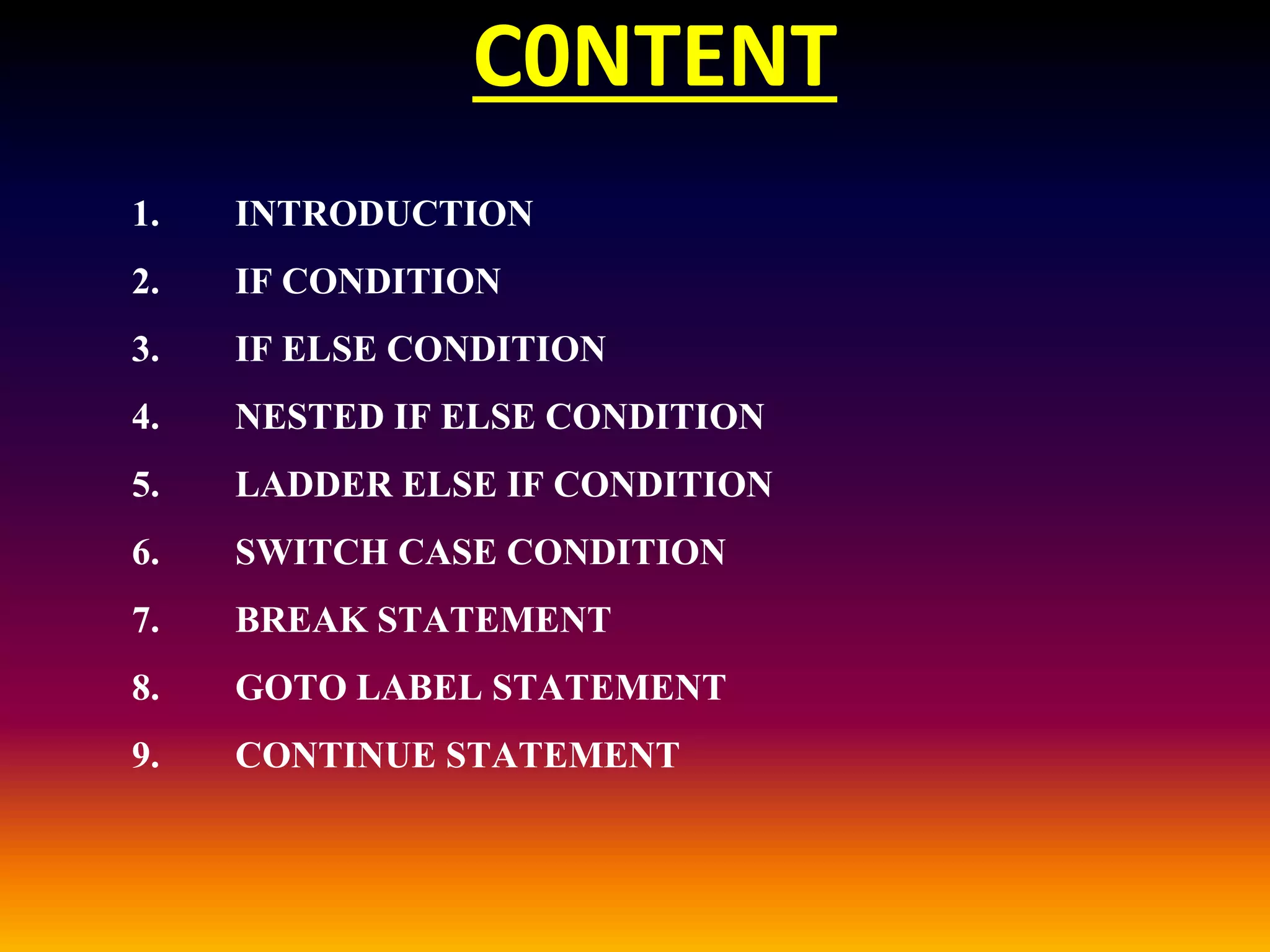 CONDITIONAL STATEMENT IN C LANGUAGE | PPTX