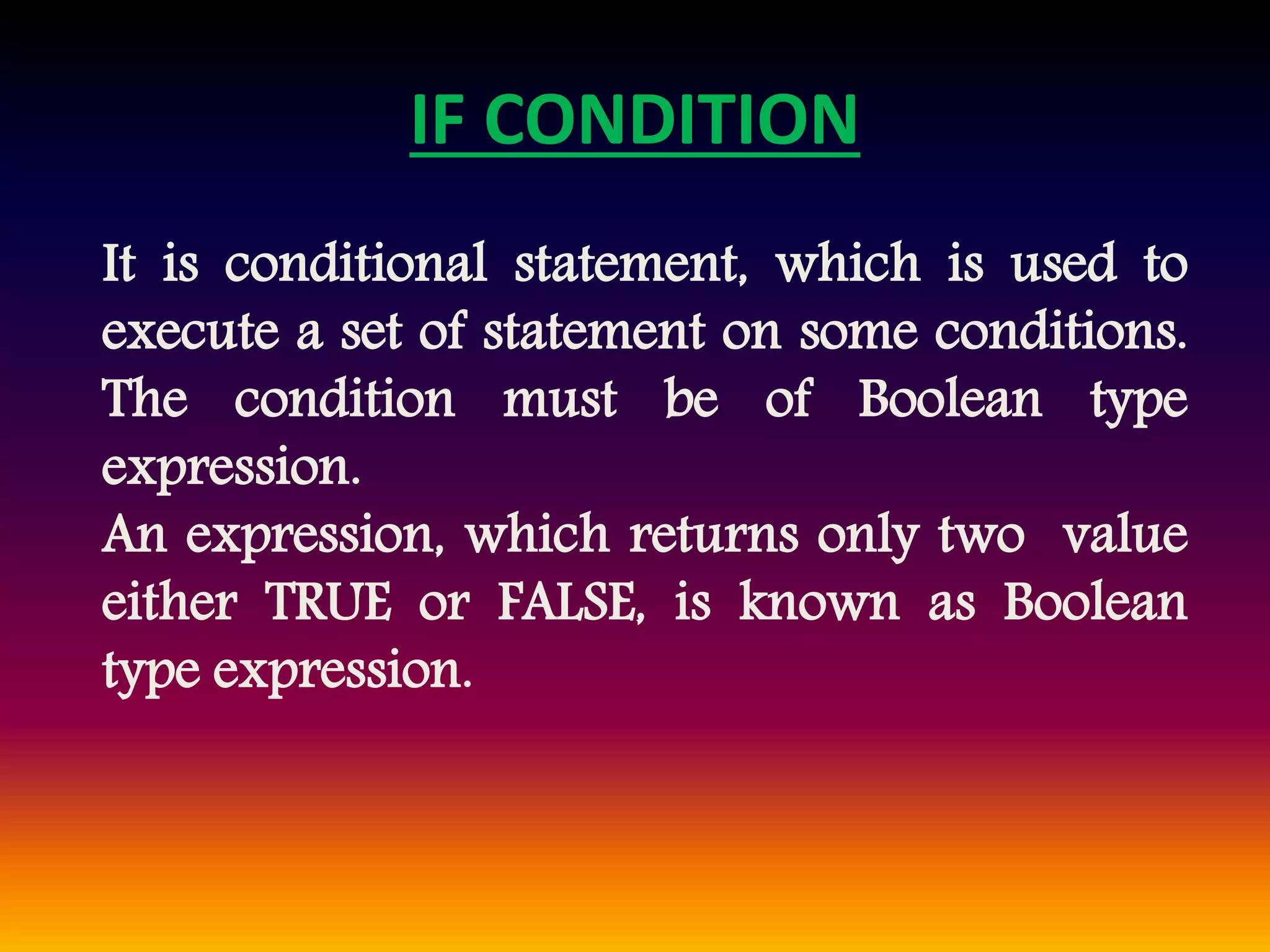 CONDITIONAL STATEMENT IN C LANGUAGE | PPTX