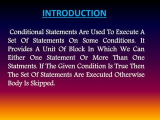 CONDITIONAL STATEMENT IN C LANGUAGE | PPTX