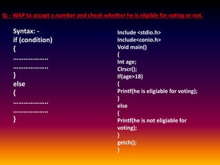 CONDITIONAL STATEMENT IN C LANGUAGE | PPTX