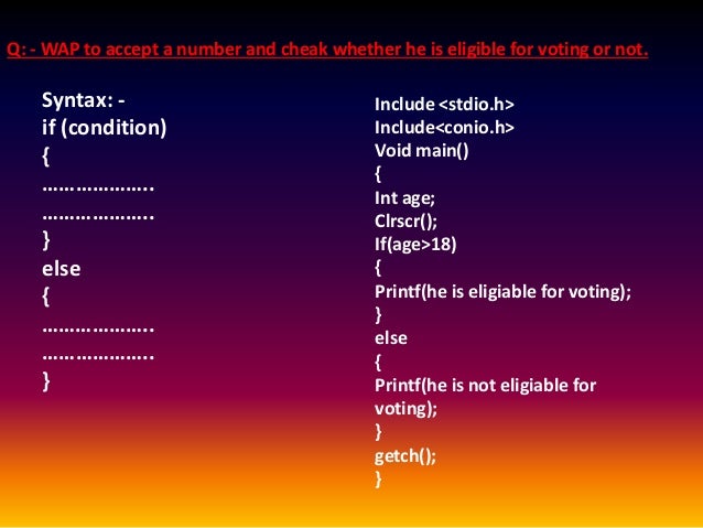 CONDITIONAL STATEMENT IN C LANGUAGE