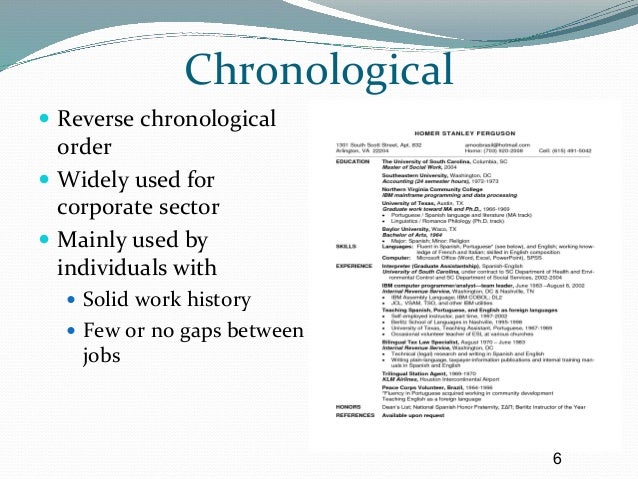 effective c v writting cv chronological order
