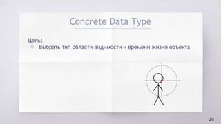 Concrete Data Type
Цель:
▧ Выбрать тип области видимости и времени жизни объекта
25
 