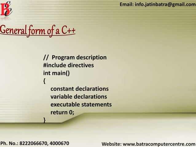 C++ Programming Language Training in Ambala ! Batra Computer Centre | PPT
