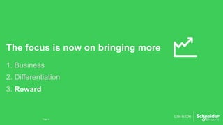 The focus is now on bringing more
1. Business
2. Differentiation
3. Reward
Page 14
 