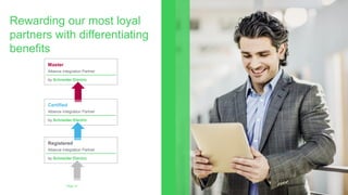 Rewarding our most loyal
partners with differentiating
benefits
Page 15
Master
Alliance Integration Partner
by Schneider Electric
Certified
Alliance Integration Partner
by Schneider Electric
Registered
Alliance Integration Partner
by Schneider Electric
 