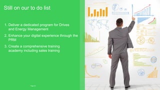 Still on our to do list
Page 25
1. Deliver a dedicated program for Drives
and Energy Management
2. Enhance your digital experience through the
PRM
3. Create a comprehensive training
academy including sales training
 