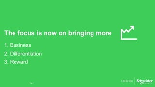 The focus is now on bringing more
1. Business
2. Differentiation
3. Reward
Page 7
 