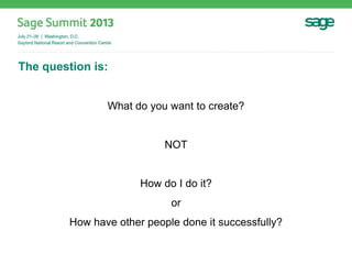 The question is:
What do you want to create?
NOT
How do I do it?
or
How have other people done it successfully?
 