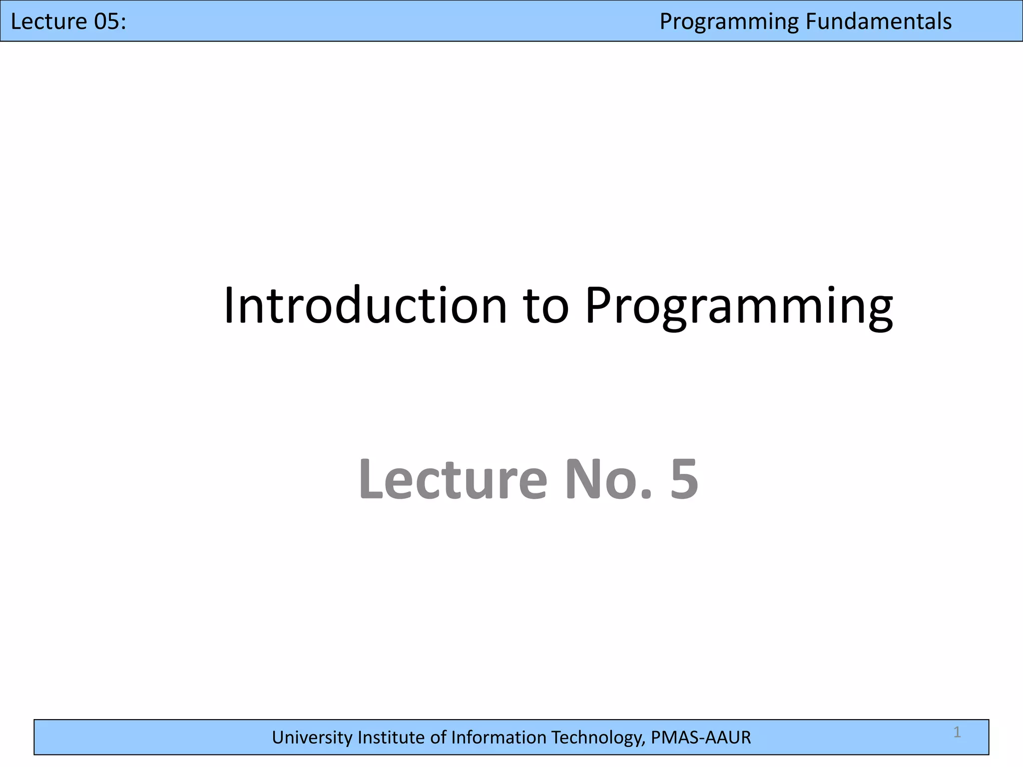 Introduction to Programming | PPT