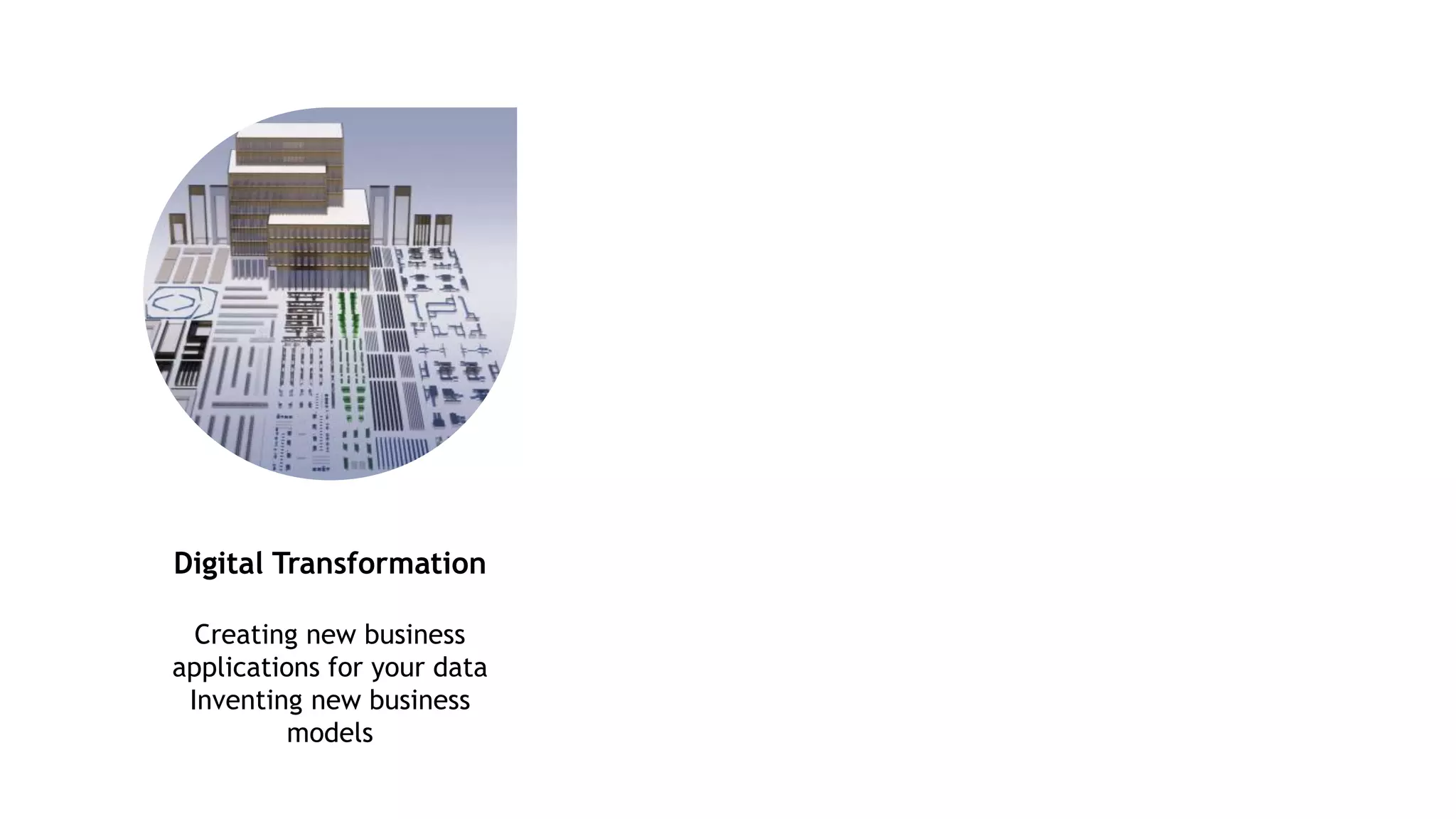 Creating new business
applications for your data
Inventing new business
models
Digital Transformation
 