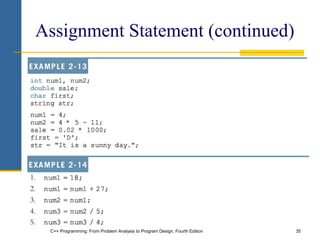 C++ Programming: From Problem Analysis to Program Design, Fourth Edition 35
Assignment Statement (continued)
 