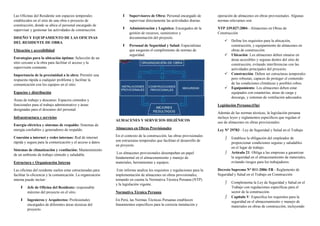 Las Oficinas del Residente son espacios temporales
establecidos en el sitio de una obra o proyecto de
construcción, donde se ubica el personal encargado de
supervisar y gestionar las actividades de construcción.
DISEÑO Y EQUIPAMIENTO DE LAS OFICINAS
DEL RESIDENTE DE OBRA
Ubicación y accesibilidad
Estrategias para la ubicación óptima: Selección de un
sitio cercano a la obra para facilitar el acceso y la
supervisión constante.
Importancia de la proximidad a la obra: Permitir una
respuesta rápida a cualquier problema y facilitar la
comunicación con los equipos en el sitio.
Espacios y distribución
Áreas de trabajo y descanso: Espacios cómodos y
funcionales para el trabajo administrativo y áreas
designadas para el descanso del personal.
Infraestructura y servicios
Energía eléctrica y sistemas de respaldo: Sistemas de
energía confiables y generadores de respaldo.
Conexión a internet y redes internas: Red de internet
rápida y segura para la comunicación y el acceso a datos.
Sistemas de climatización y ventilación: Mantenimiento
de un ambiente de trabajo cómodo y saludable.
Estructura y Organización Interna
Las oficinas del residente suelen estar estructuradas para
facilitar la eficiencia y la comunicación. La organización
interna puede incluir:
 Jefe de Oficina del Residente: responsable
máximo del proyecto en el sitio.
 Ingenieros y Arquitectos: Profesionales
encargados de diferentes áreas técnicas del
proyecto.
 Supervisores de Obra: Personal encargado de
supervisar directamente las actividades diarias.
 Administración y Logística: Encargados de la
gestión de recursos, suministros y
documentación del proyecto.
 Personal de Seguridad y Salud: Especialistas
que aseguran el cumplimiento de normas de
seguridad.
ALMACENES Y SERVICIOS HIGIÉNICOS
Almacenes en Obras Provisionales
En el contexto de la construcción, las obras provisionales
son estructuras temporales que facilitan el desarrollo de
un proyecto.
Los almacenes provisionales desempeñan un papel
fundamental en el almacenamiento y manejo de
materiales, herramientas y equipos.
Este informe analiza los requisitos y regulaciones para la
implementación de almacenes en obras provisionales,
tomando en cuenta la Normativa Técnica Peruana (NTP)
y la legislación vigente.
Normativa Técnica Peruana
En Perú, las Normas Técnicas Peruanas establecen
lineamientos específicos para la correcta instalación y
operación de almacenes en obras provisionales. Algunas
normas relevantes son:
NTP 339.027:2004 - Almacenes en Obras de
Construcción
 Define los requisitos para la ubicación,
construcción, y equipamiento de almacenes en
obras de construcción.
 Ubicación: Los almacenes deben situarse en
áreas accesibles y seguras dentro del sitio de
construcción, evitando interferencias con las
actividades principales del proyecto.
 Construcción: Deben ser estructuras temporales
pero robustas, capaces de proteger el contenido
de las condiciones climáticas y posibles robos.
 Equipamiento: Los almacenes deben estar
equipados con estanterías, áreas de carga y
descarga, y sistemas de ventilación adecuados.
Legislación Peruana:(Op)
Además de las normas técnicas, la legislación peruana
incluye leyes y reglamentos específicos que regulan el
uso de almacenes en obras provisionales:
Ley N° 29783 - Ley de Seguridad y Salud en el Trabajo
 Establece la obligación del empleador de
proporcionar condiciones seguras y saludables
en el lugar de trabajo.
 Artículo 21: Obliga a las empresas a garantizar
la seguridad en el almacenamiento de materiales,
evitando riesgos para los trabajadores.
Decreto Supremo N° 011-2006-TR - Reglamento de
Seguridad y Salud en el Trabajo en Construcción
 Complementa la Ley de Seguridad y Salud en el
Trabajo con regulaciones específicas para el
sector de la construcción.
 Capítulo V: Especifica los requisitos para la
seguridad en el almacenamiento y manejo de
materiales en obras de construcción, incluyendo
 