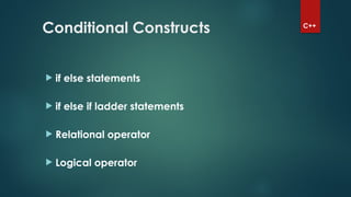 C++ introduction learning basic concepts | PPTX