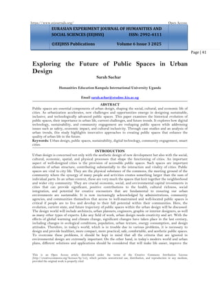 Exploring the Future of Public Spaces in Urban Design (www.kiu.ac.ug) | PDF