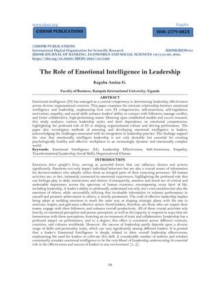 The Role of Emotional Intelligence in Leadership (www.kiu.ac.ug) | PDF