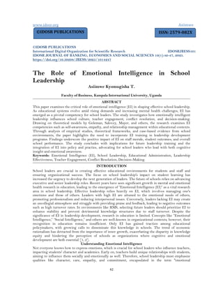 The Role of Emotional Intelligence in School Leadership (www.kiu.ac.ug ...