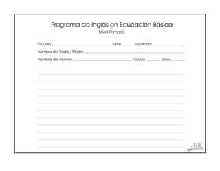 Cuadernillo de Inglés 3°grado de primaria