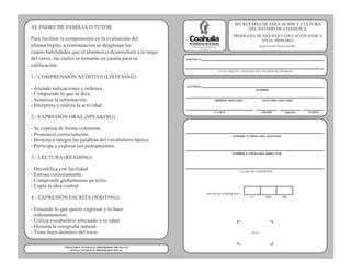 Cuadernillo de Inglés 3°grado de primaria