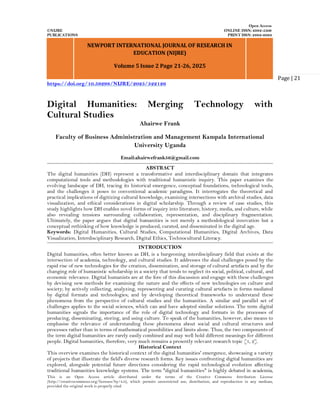 Practical Humanities Digital Humanities: Merging Technology with Cultural Studies (www.kiu ...