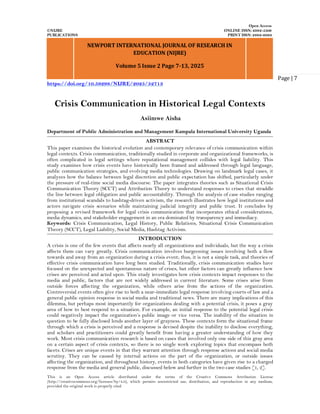 Reputational Commons Crisis Communication in Historical Legal Contexts (www.kiu.ac.ug) | PDF