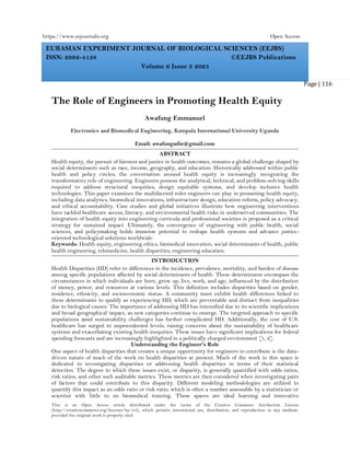 The Role of Engineers in Promoting Health Equity (www.kiu.ac.ug) | PDF